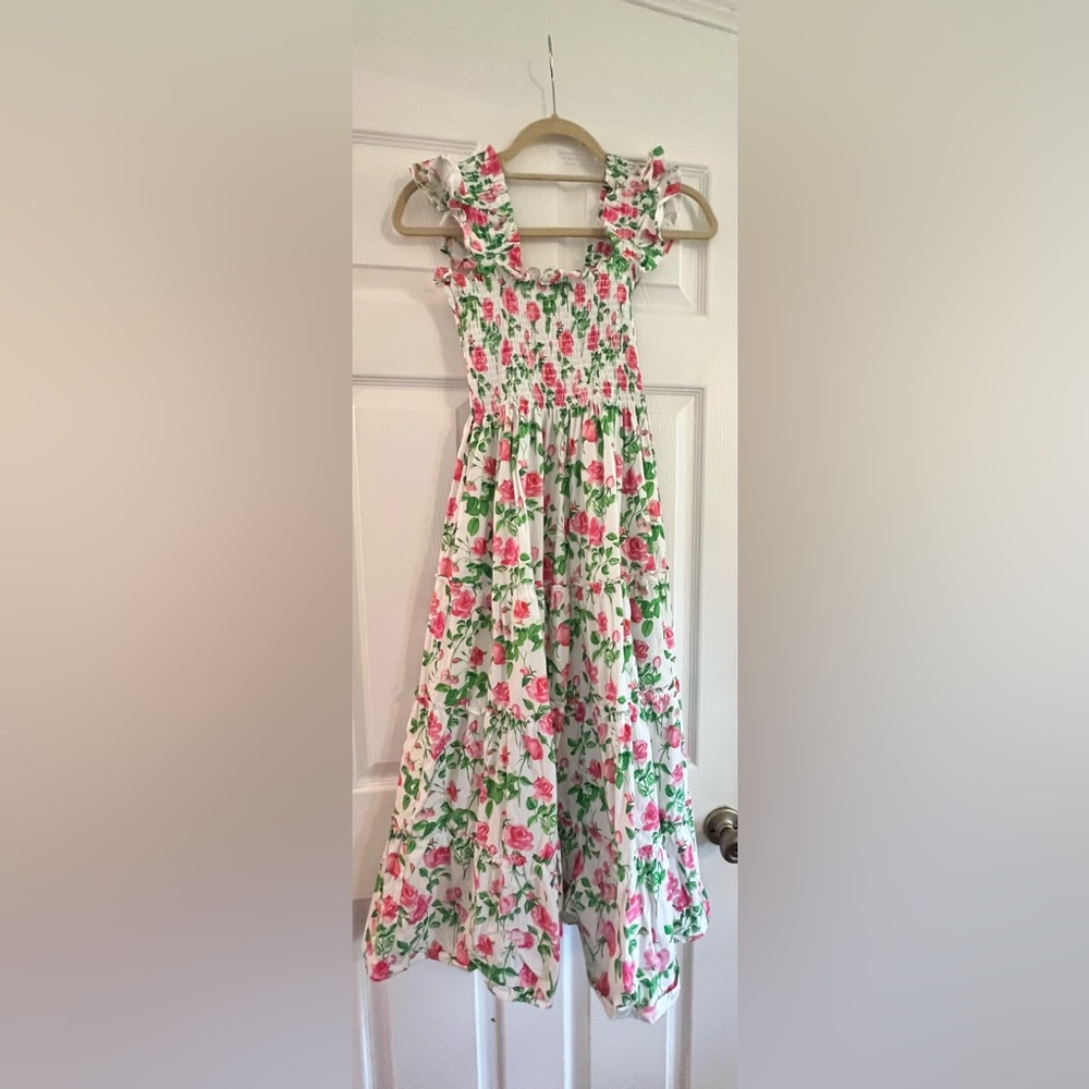 Hill House Ellie Nap Dress in Pink Roses Cotton Poplin XXS